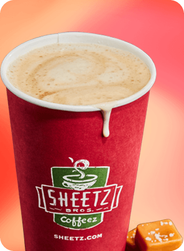 hot latte on a red and yellow background