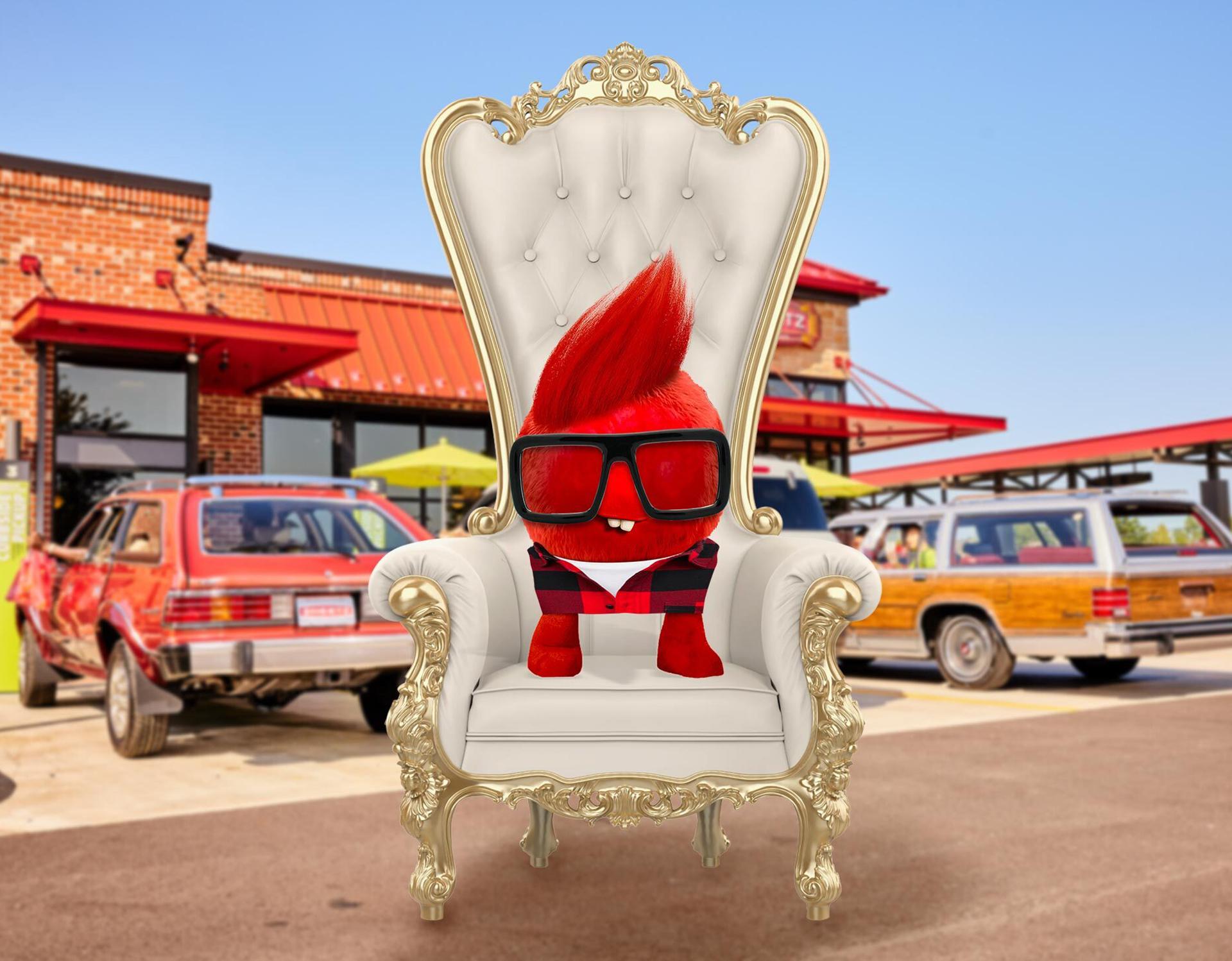 inner sheetz freak sitting on a chair in front of a sheetz store