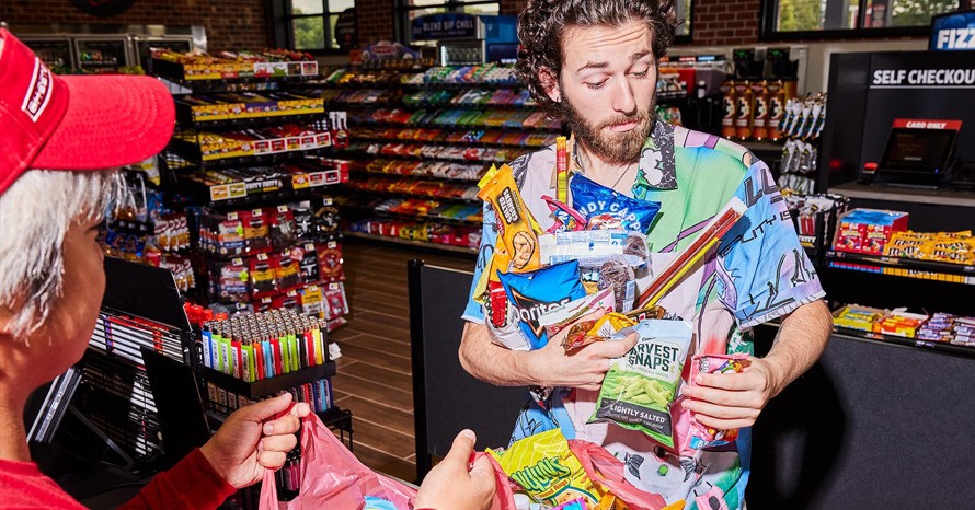 store snacks food bag register